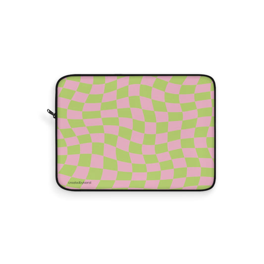Lime Green and Pink Checkered Laptop Sleeve