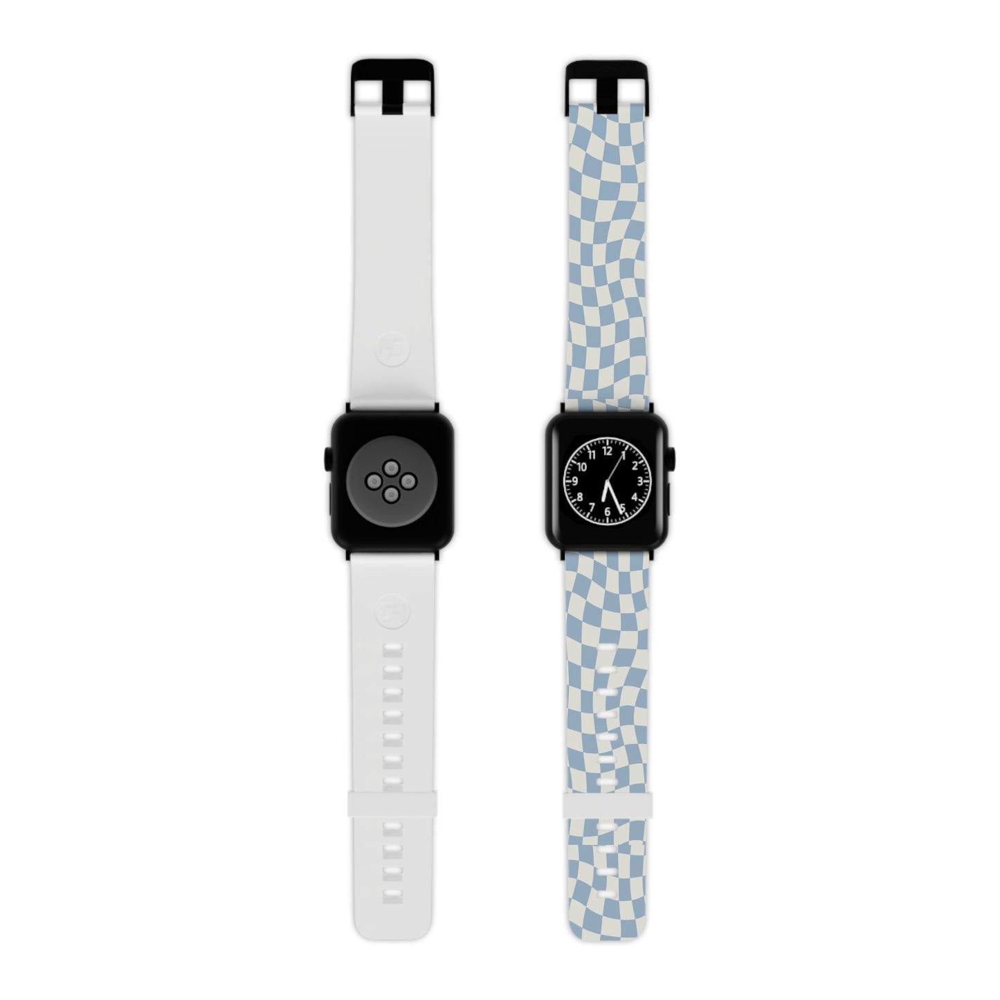 Light Blue and Beige Wavy Checkers Apple Watch Band
