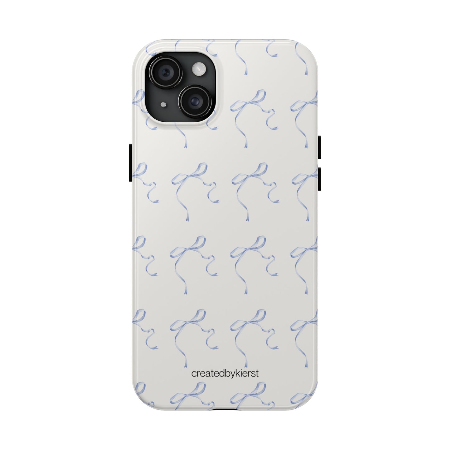 Multiple Thin Blue Bows on Beige iPhone Case