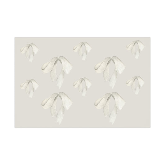 White Printed Bows on Bone Gift Wrapping Paper