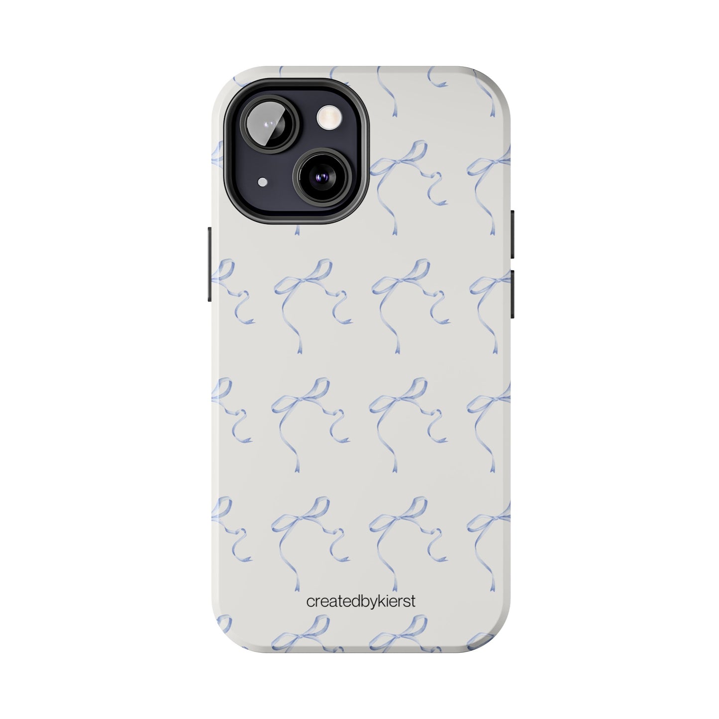 Multiple Thin Blue Bows on Beige iPhone Case