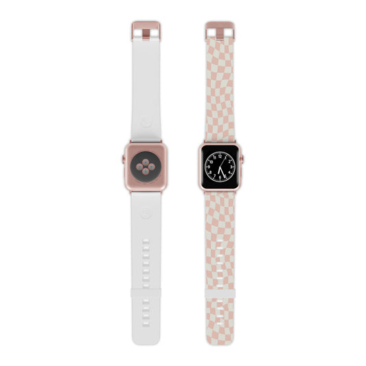 Peach and Cream Wavy Checkers Apple Watch Band