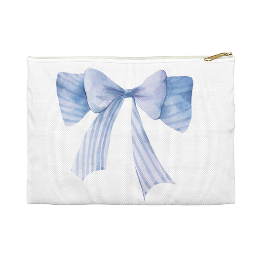 Blue Watercolor Bow Accessory Pouch