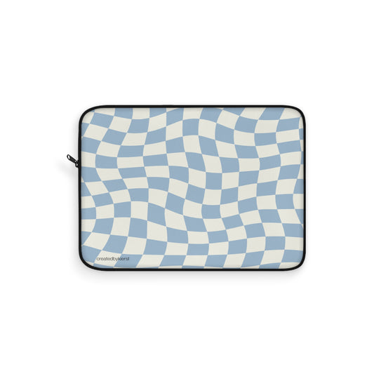 Light Blue and Beige Checkered Laptop Sleeve