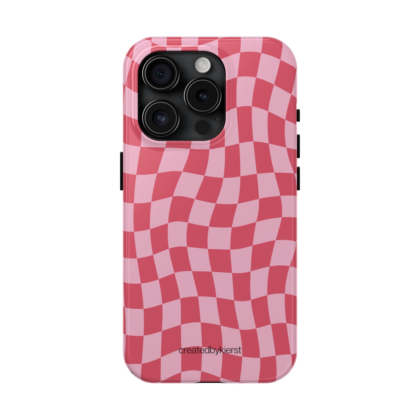 Red and Pink Wavy Checkers iPhone Case