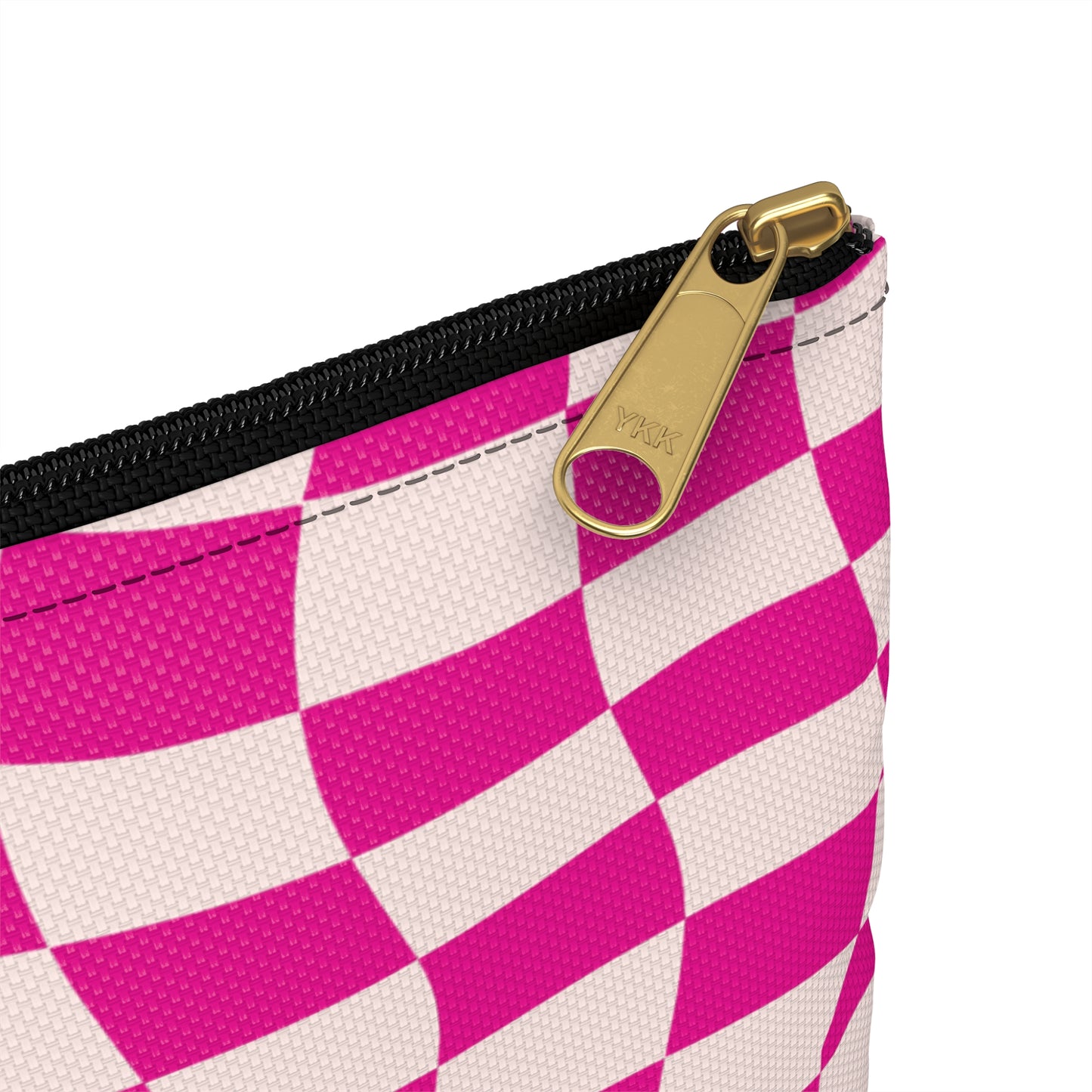 Hot Pink and Light Pink Wavy Checkers Accessory Pouch