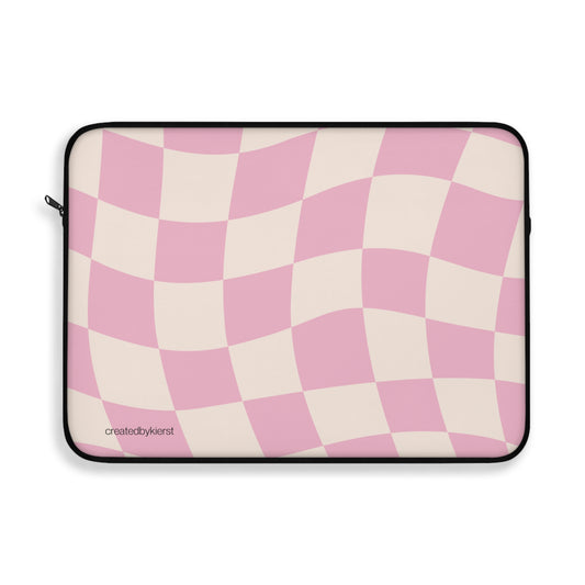Peach and Pink Checkered Laptop Sleeve