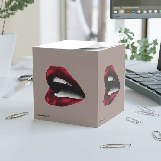 Vintage Red Lips Note Cube