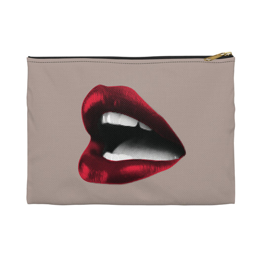 Vintage Newspaper Red Lips Accessory Pouch