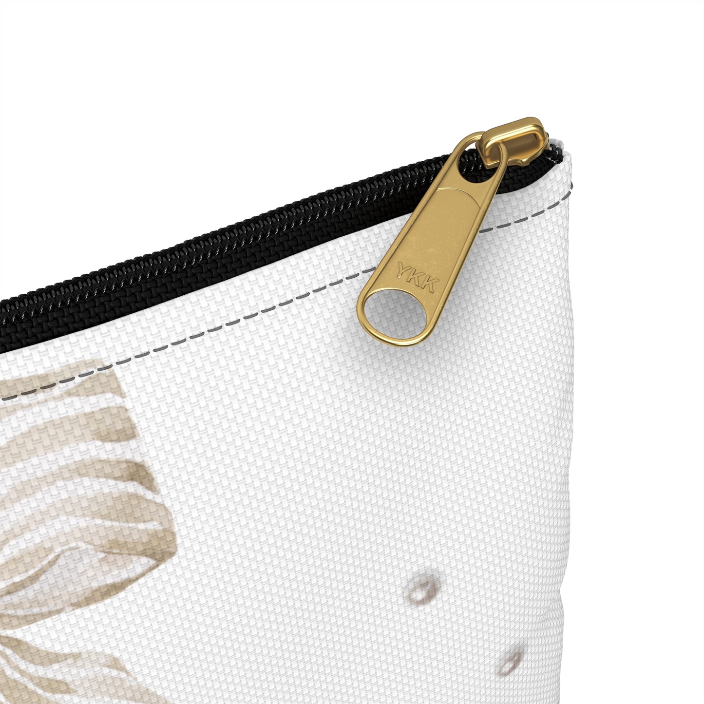 Tan and White Bow With Pearls She Believed She Could Accessory Pouch