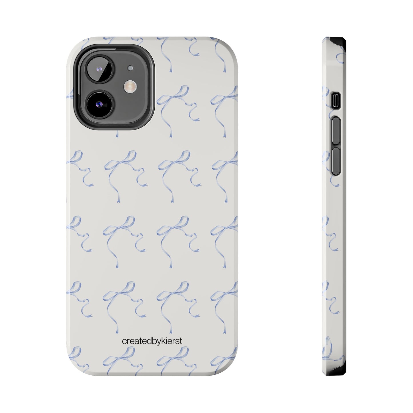 Multiple Thin Blue Bows on Beige iPhone Case