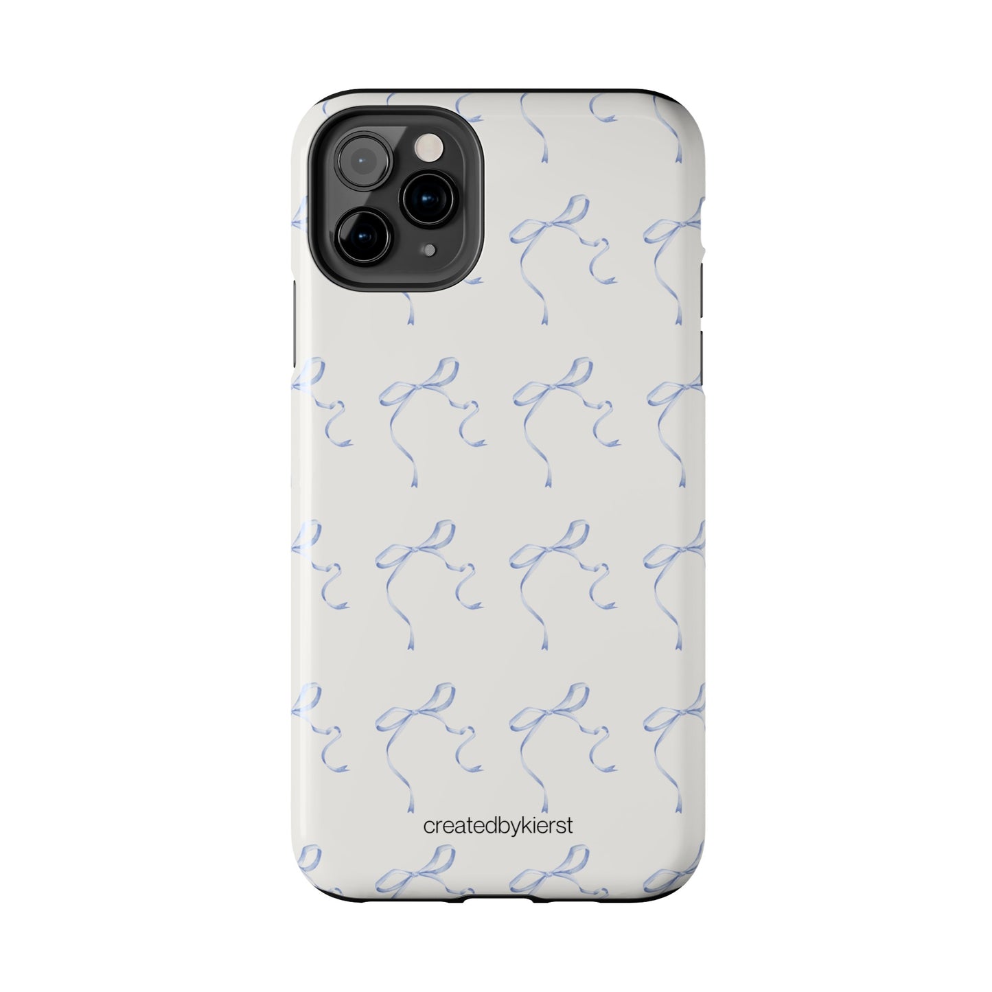 Multiple Thin Blue Bows on Beige iPhone Case