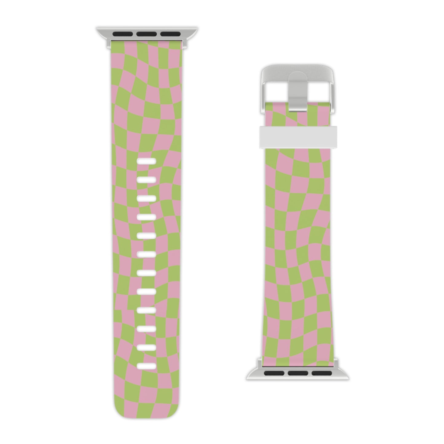 Lime Green and Pink Wavy Checkers Apple Watch Band