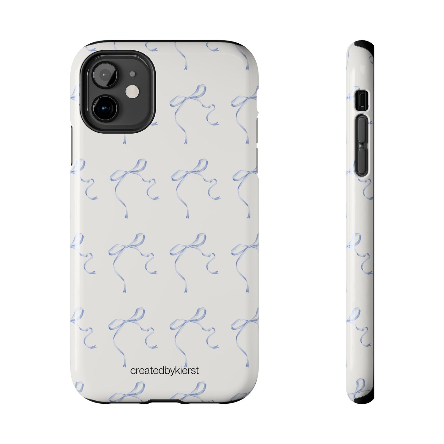 Multiple Thin Blue Bows on Beige iPhone Case