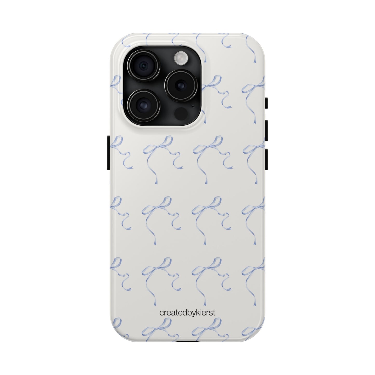 Multiple Thin Blue Bows on Beige iPhone Case