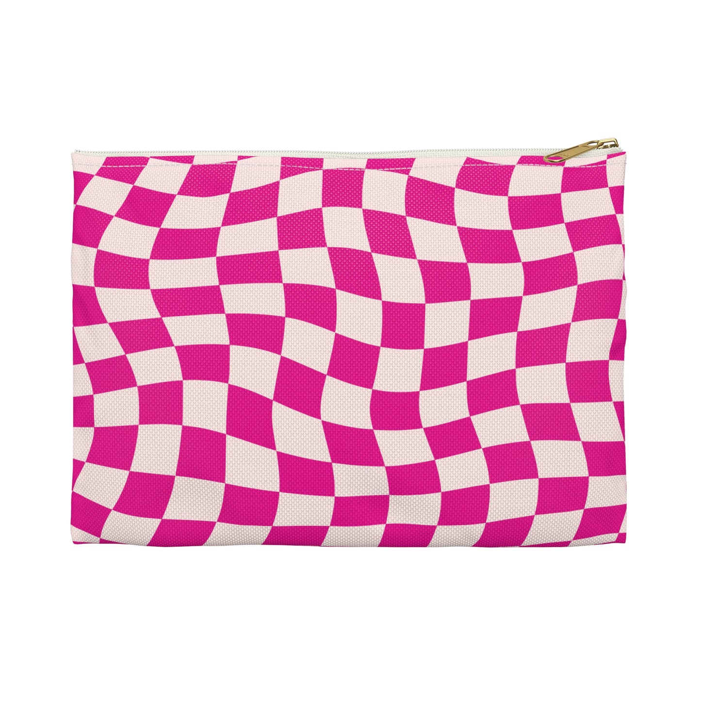 Hot Pink and Light Pink Wavy Checkers Accessory Pouch