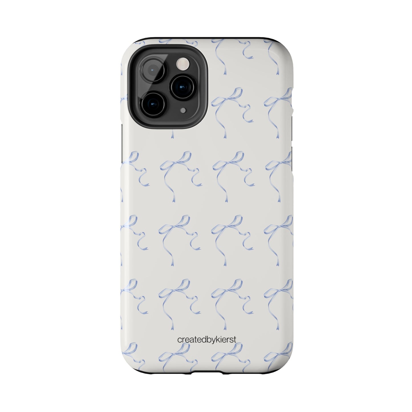 Multiple Thin Blue Bows on Beige iPhone Case