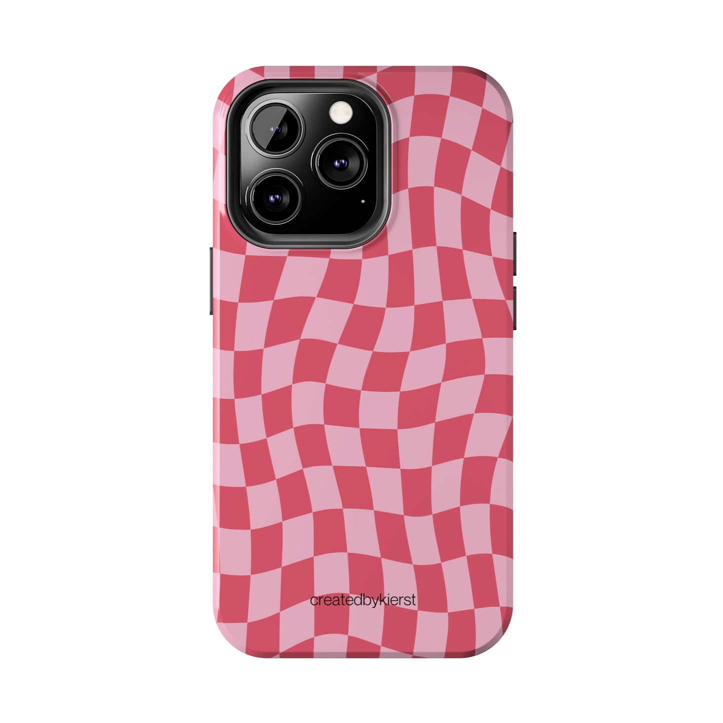 Red and Pink Wavy Checkers iPhone Case