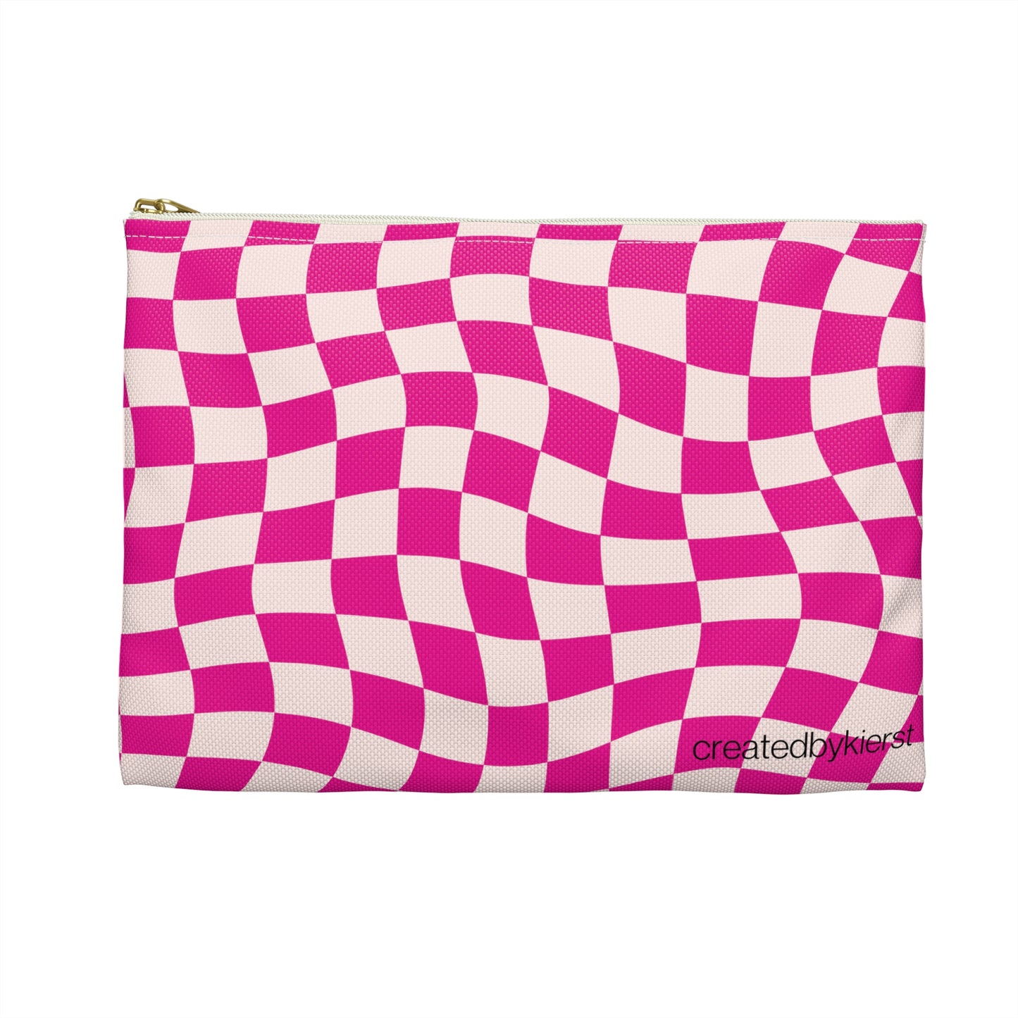 Hot Pink and Light Pink Wavy Checkers Accessory Pouch