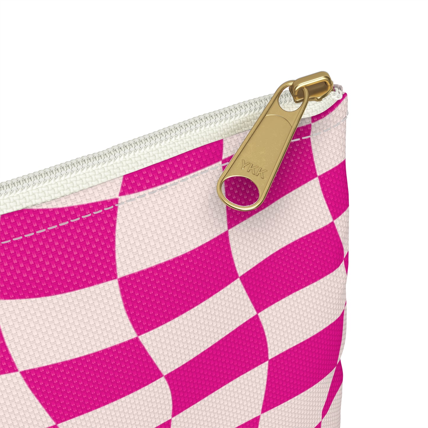 Hot Pink and Light Pink Wavy Checkers Accessory Pouch