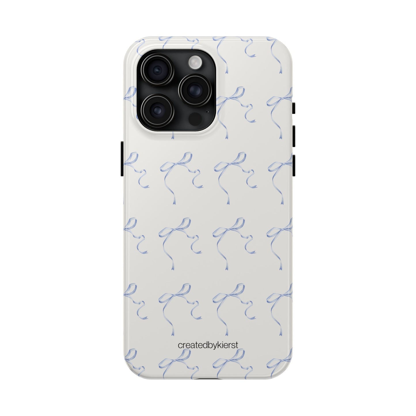 Multiple Thin Blue Bows on Beige iPhone Case