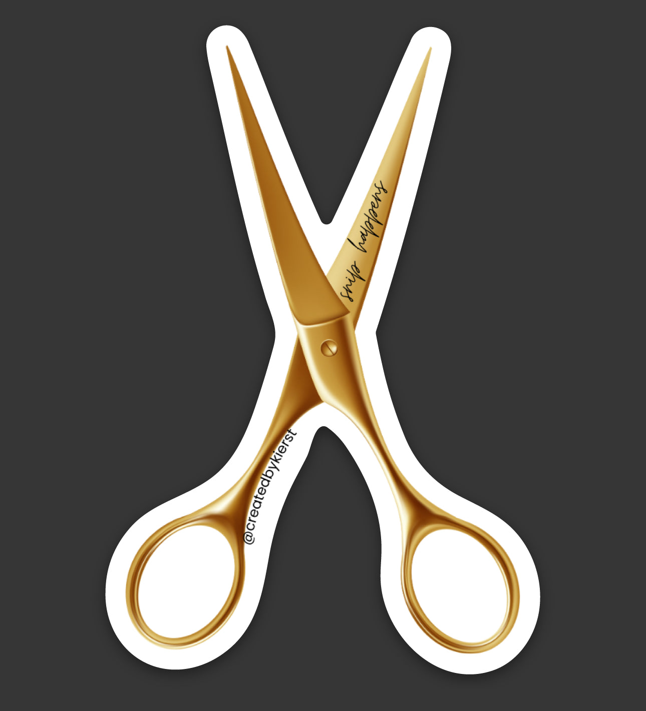 Snip Happens Gold Scissors Sticker