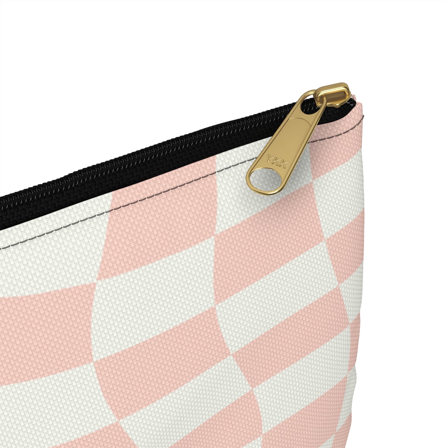 Animated Peach on Peach and Cream Wavy Checkers Accessory Pouch