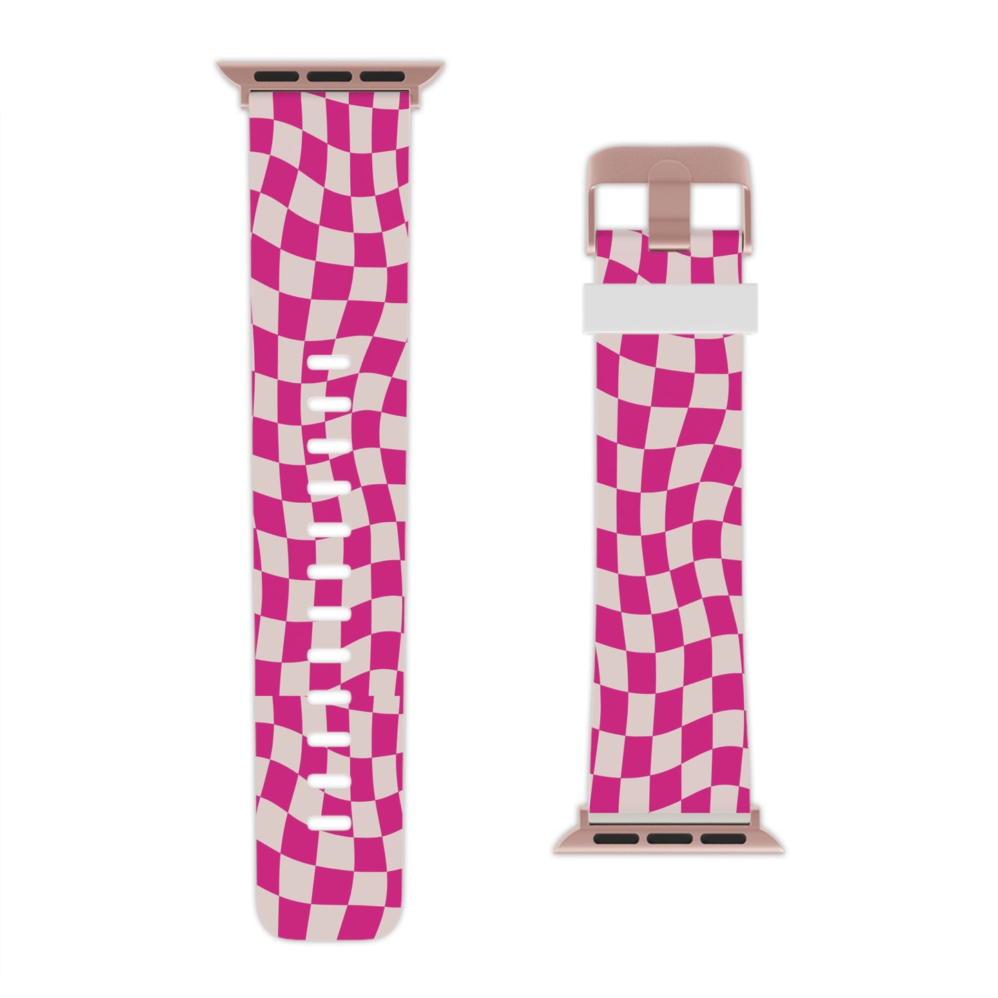 Hot Pink and Light Pink Wavy Checkers Apple Watch Band