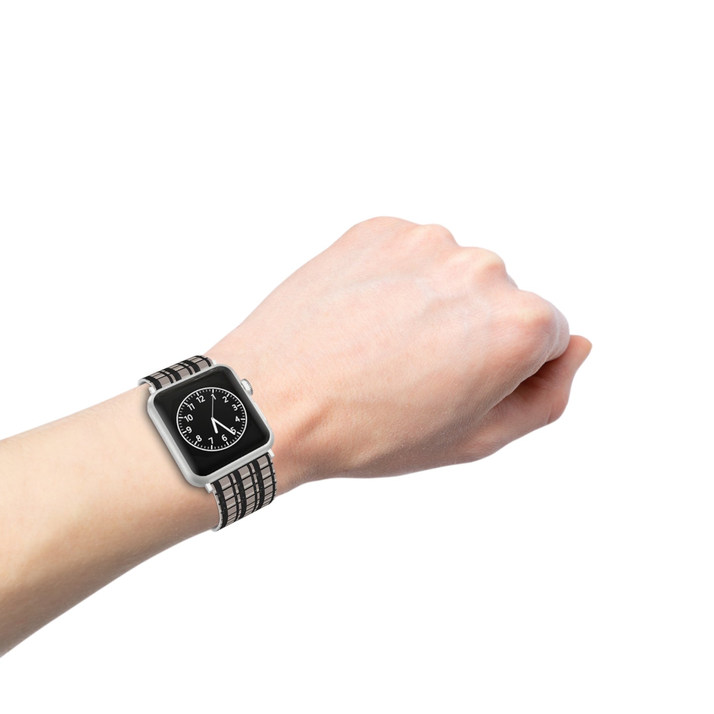 Tan, Black, and Black Glitter Plaid Apple Watch Band