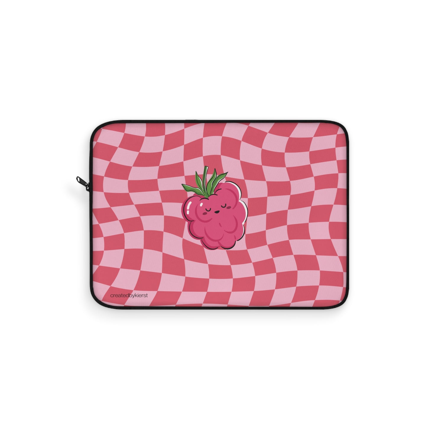 Animated Raspberry on Red and Pink Checkered Laptop Sleeve