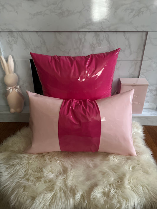 Two-Toned Pink Faux Leather Throw Pillow
