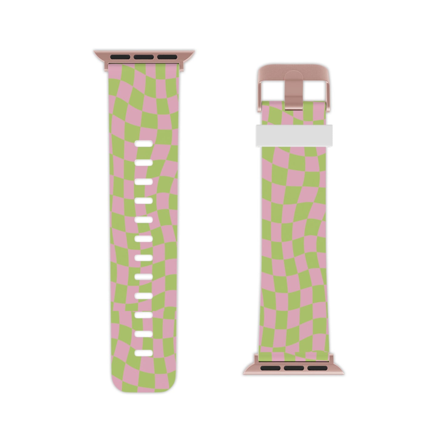 Lime Green and Pink Wavy Checkers Apple Watch Band