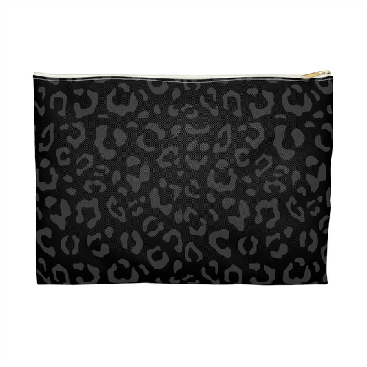 Grey on Black Leopard Accessory Pouch