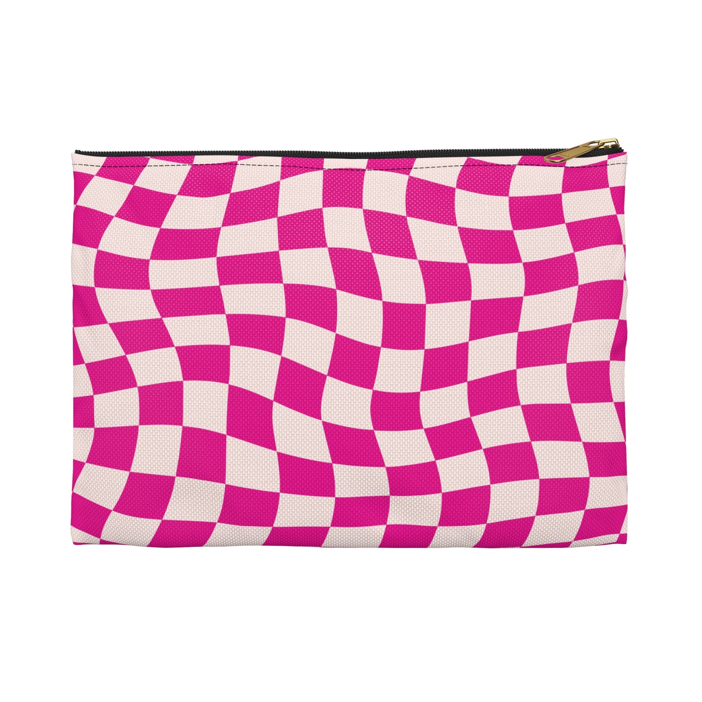 Hot Pink and Light Pink Wavy Checkers Accessory Pouch