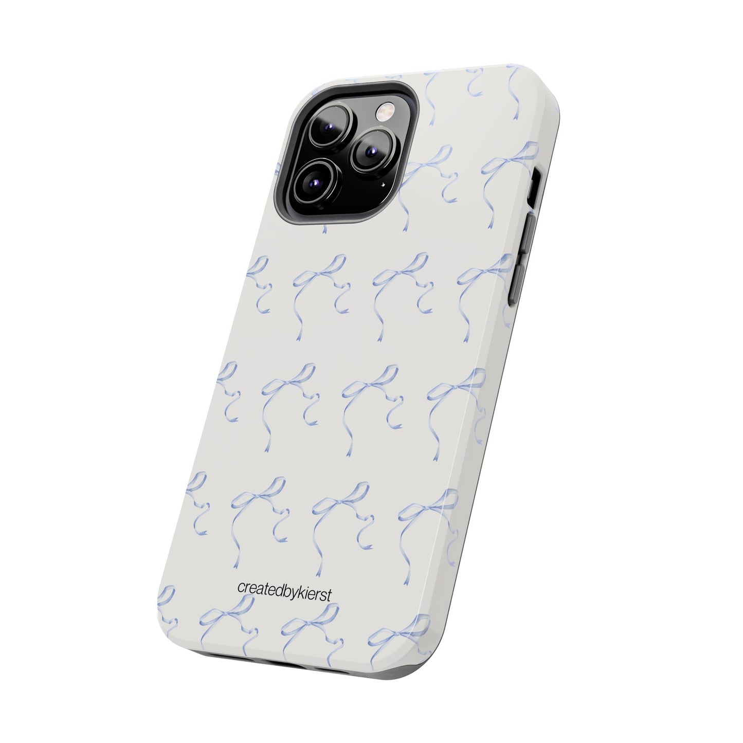 Multiple Thin Blue Bows on Beige iPhone Case