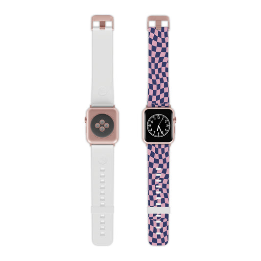 Blue and Pink Wavy Checkers Apple Watch Band