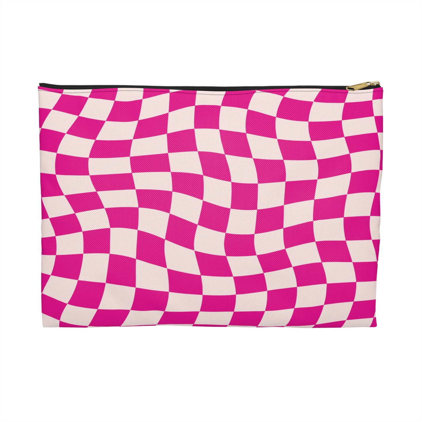 Hot Pink and Light Pink Wavy Checkers Accessory Pouch