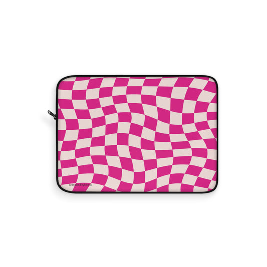 Hot Pink and Light Pink Checkered Laptop Sleeve