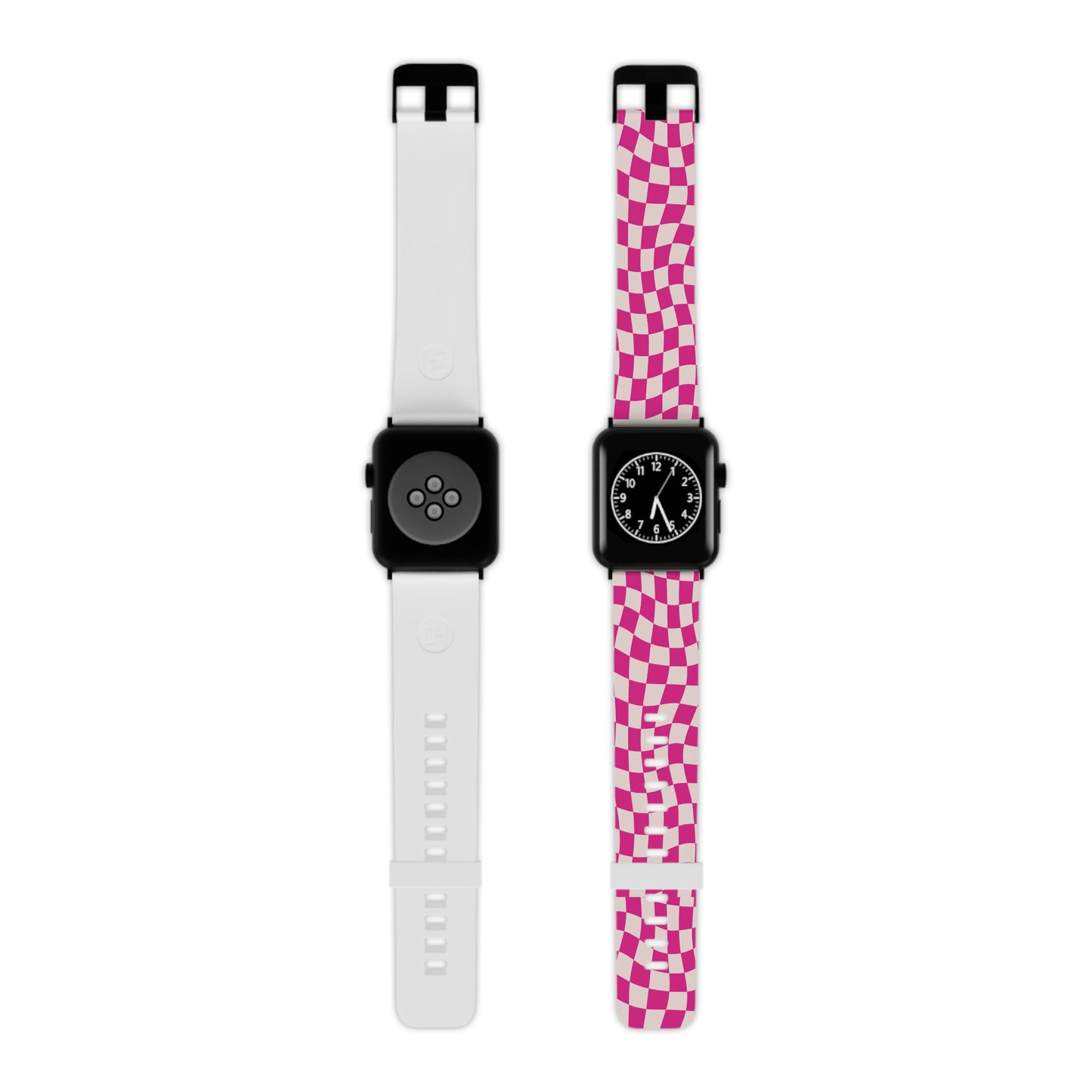 Hot Pink and Light Pink Wavy Checkers Apple Watch Band