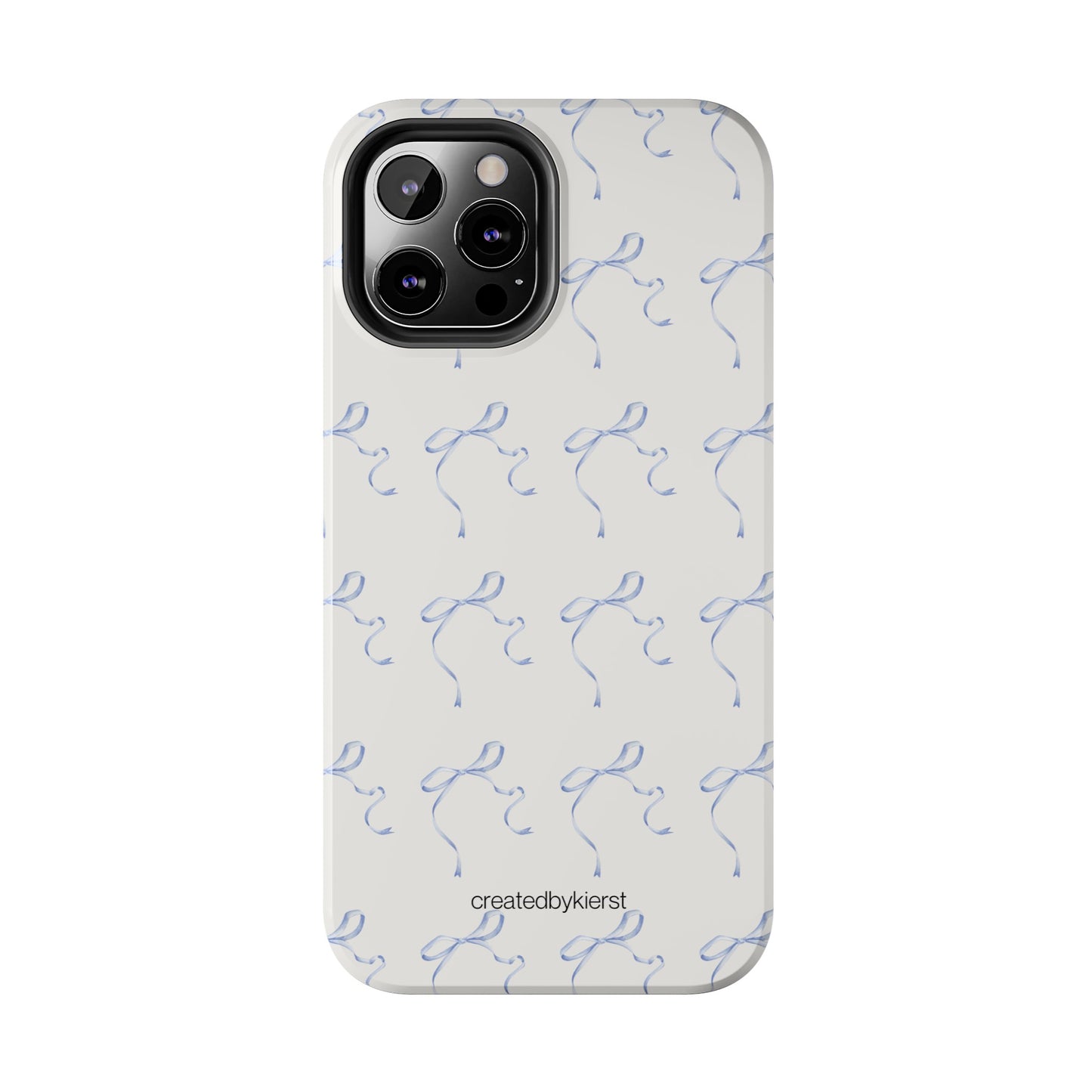 Multiple Thin Blue Bows on Beige iPhone Case