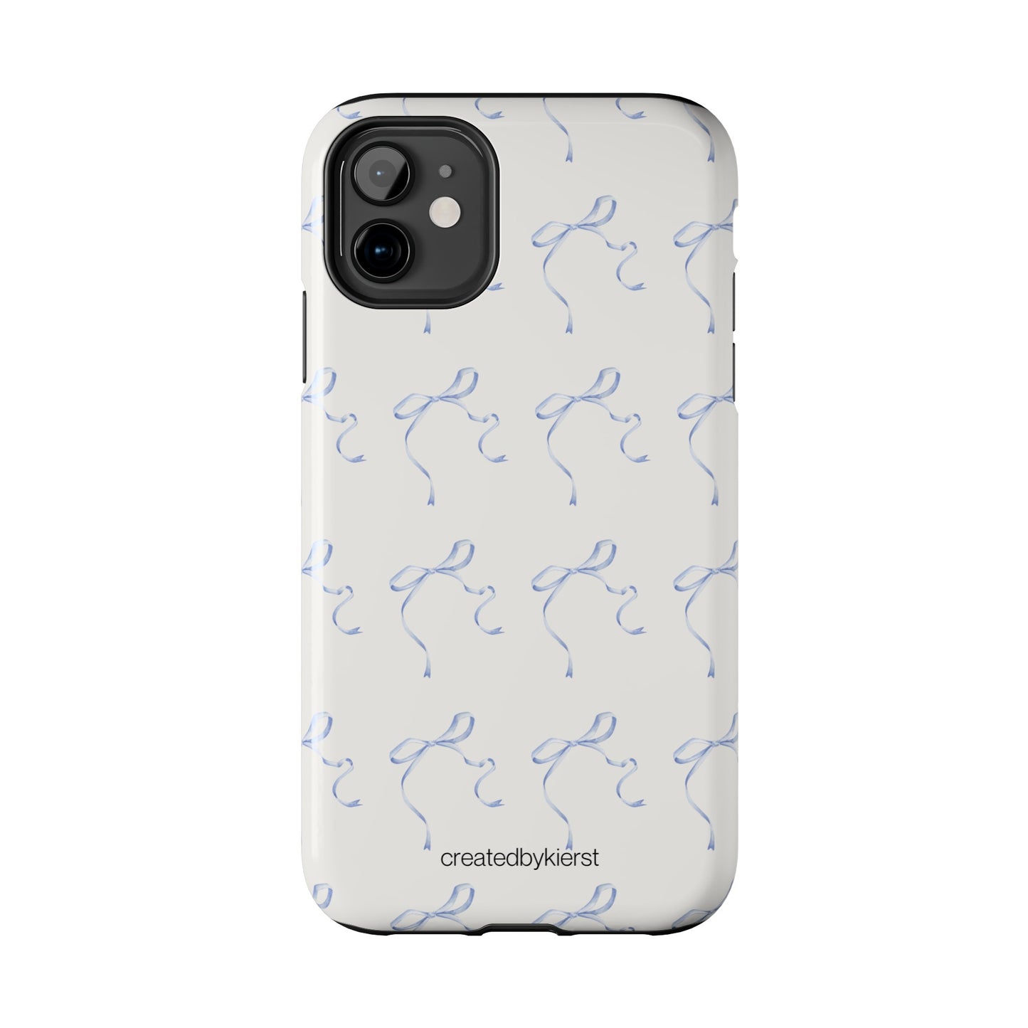 Multiple Thin Blue Bows on Beige iPhone Case