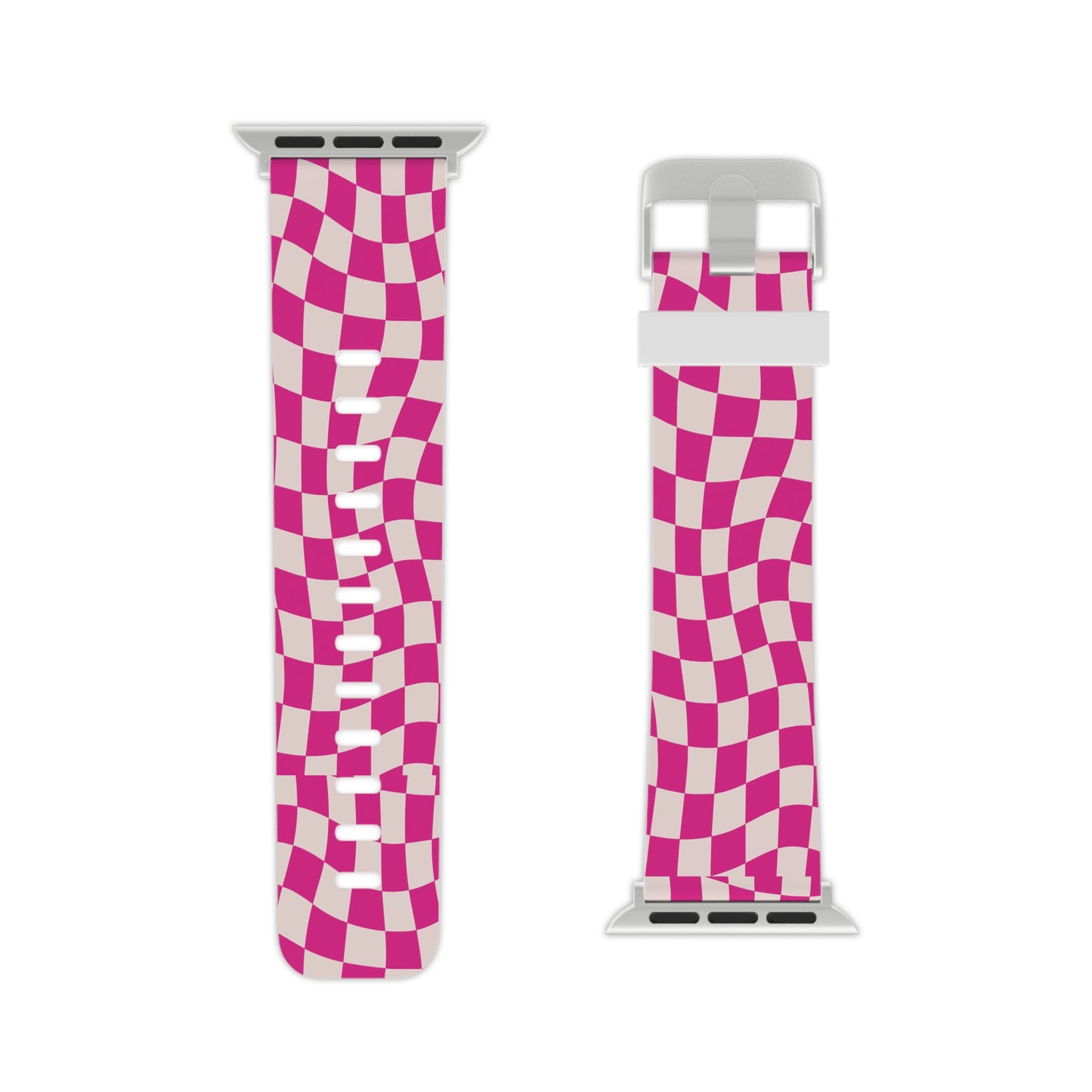 Hot Pink and Light Pink Wavy Checkers Apple Watch Band