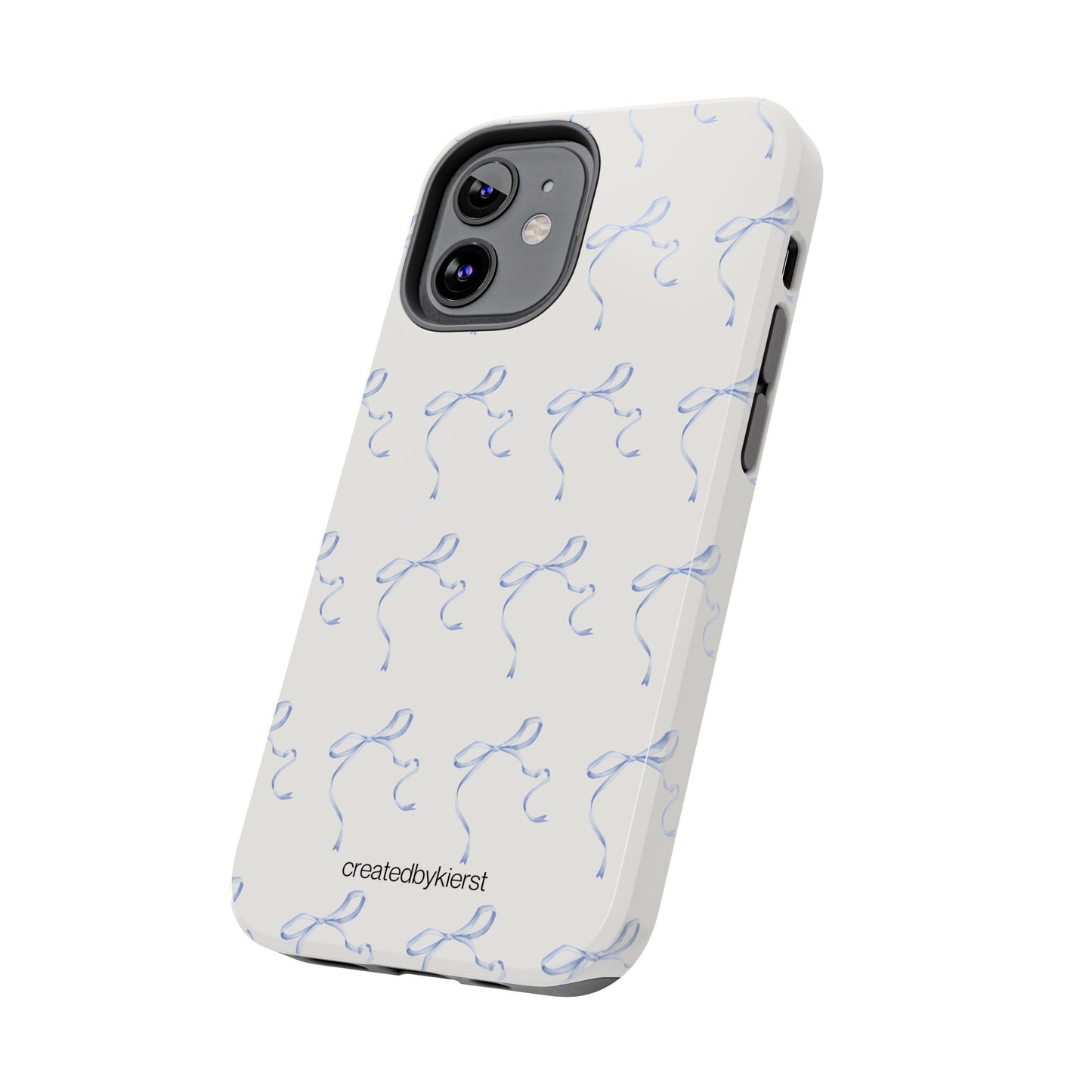 Multiple Thin Blue Bows on Beige iPhone Case