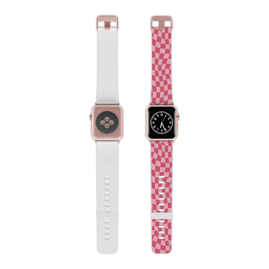 Red and Pink Wavy Checkers Apple Watch Band