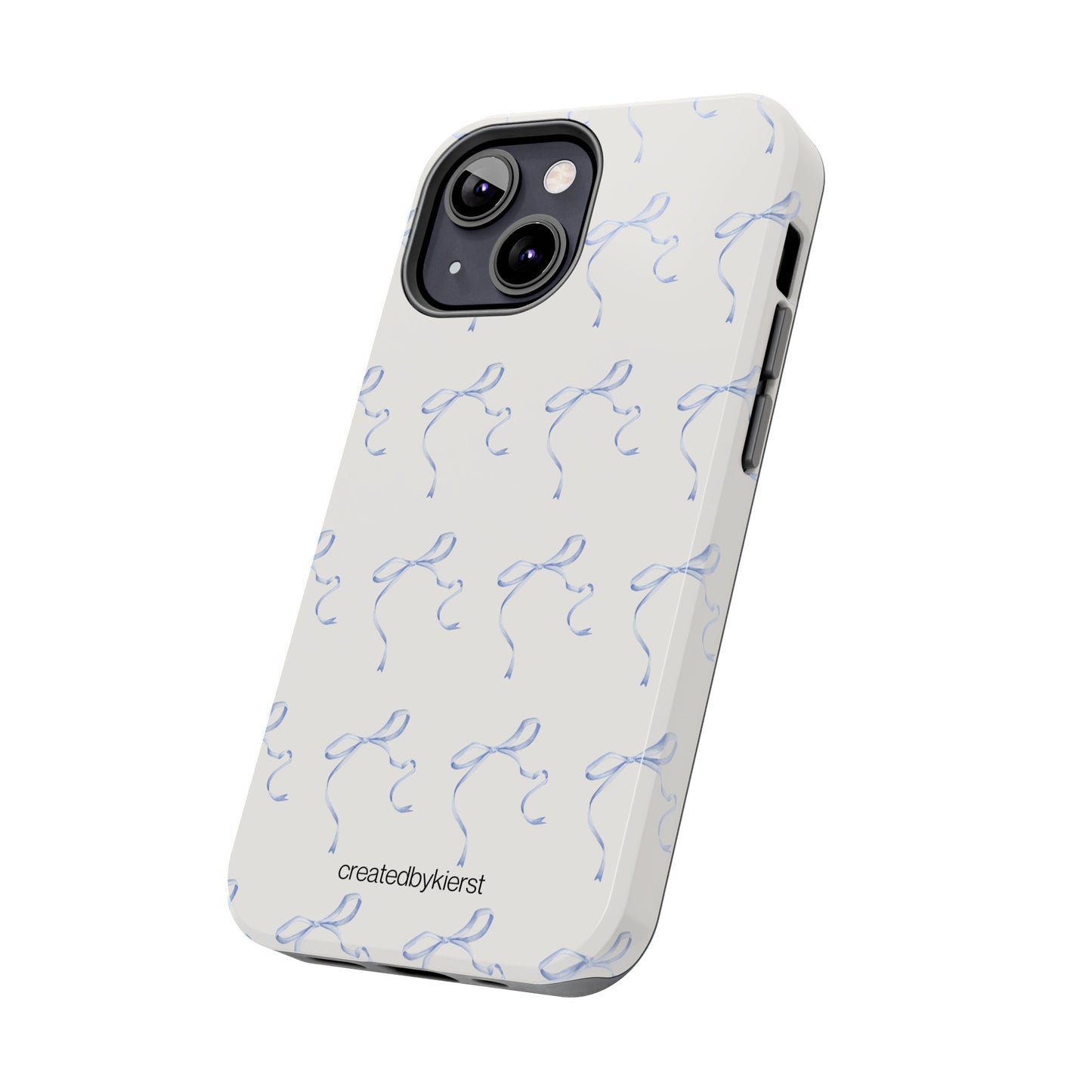 Multiple Thin Blue Bows on Beige iPhone Case