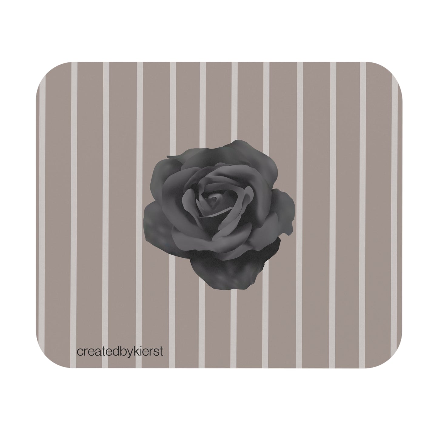 Black Rose on Taupe with Cream Stripes Mouse Pad (Rectangle)