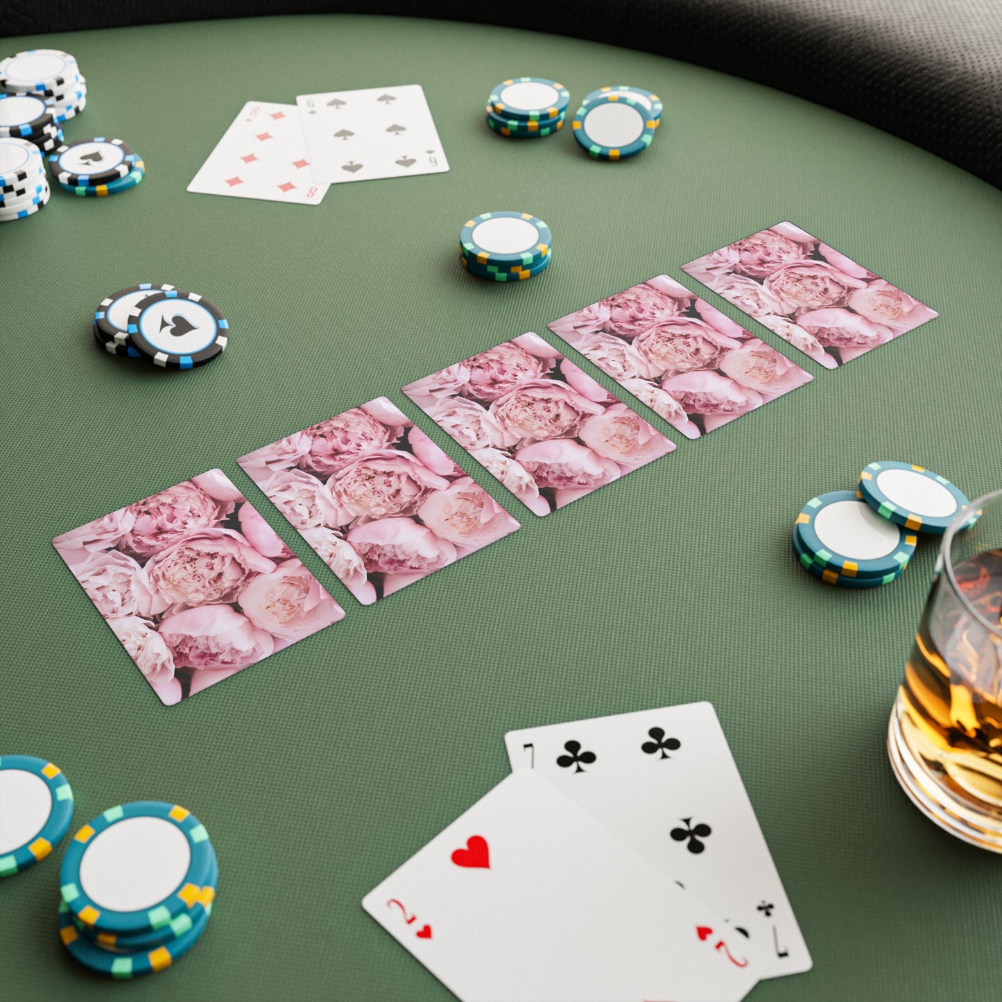 Pink Peony Poker Cards