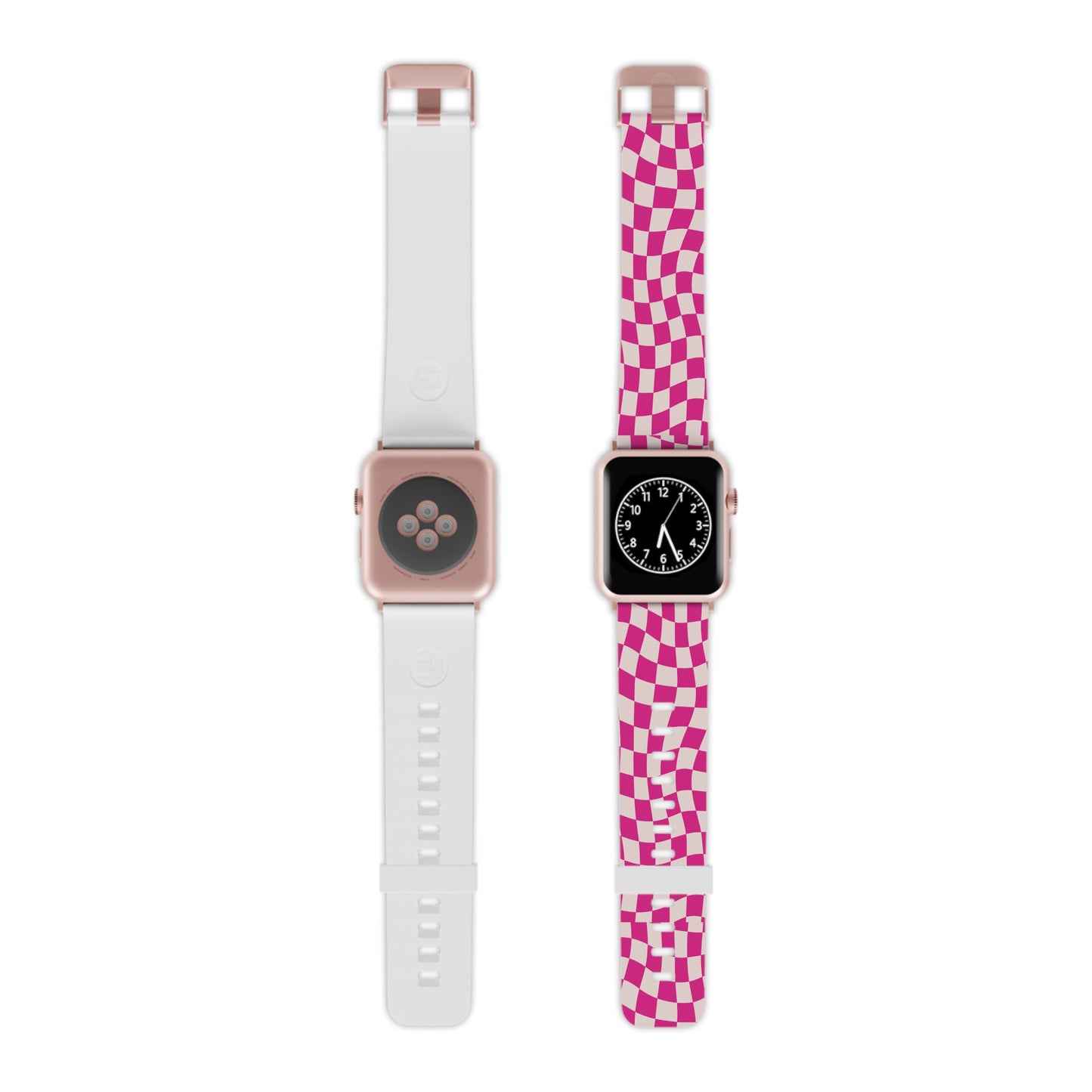 Hot Pink and Light Pink Wavy Checkers Apple Watch Band