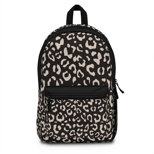 Tan on Black Leopard Backpack