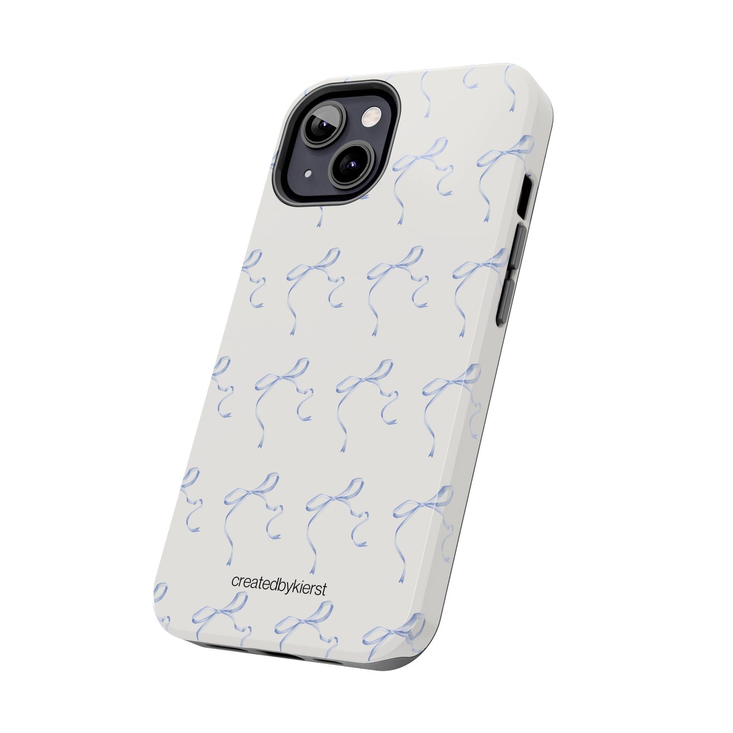 Multiple Thin Blue Bows on Beige iPhone Case